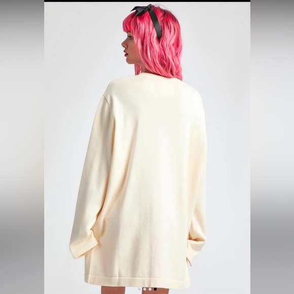 DOLLS KILL DELIA’S On Cloud Fine Oversized Intarsia Sweater Or Dress Size Large - Picture 2 of 16